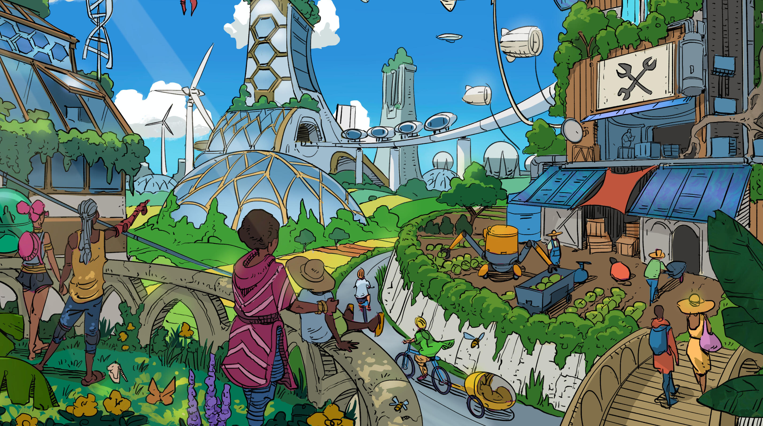 Solarpunk City: https://storyseedlibrary.org/art/karl-schulschenk-solarpunk-city/ Artist: Karl Schulschenk | CC BY-NC-ND 4.0 Solarpunk City: https://storyseedlibrary.org/art/karl-schulschenk-solarpunk-city/ Artist: Karl Schulschenk | CC BY-NC-ND 4.0